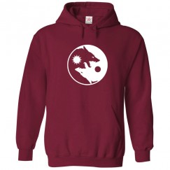 Yin Yang Inspired Wolf Moon Unisex Kids and Adults Pullover Hoodie									 									 									